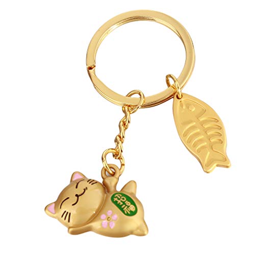 Weiy Lucky Cat Keychain,Chinese Tradition Zodiac Souvenir Lucky Gift 2020 Chinese Rat New Year Blessing Souvenir Gift