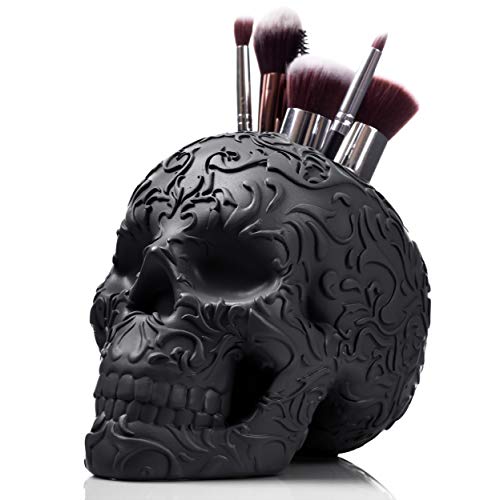 Wicked Vanity Beauty Skull Makeup Brush Holder, Pen Holder, Vanity, Desk, Office Organizer, Stationary, Decor Planter