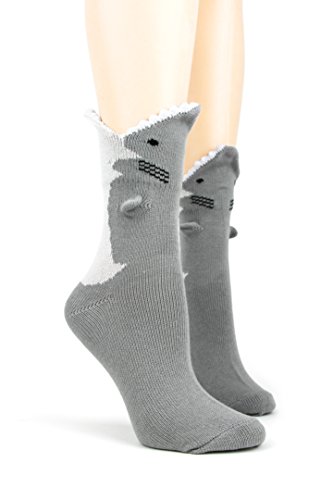 Foot Traffic Women's 3D Socks Great White Shark, Shoe Size 4-10, One Pair