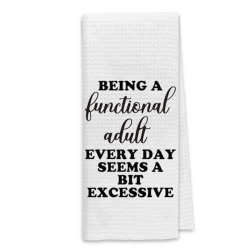 DIBOR Adult Humor Gifts Kitchen Towels, Funny Saying Gifts Dish Towels Dishcloth, Humorous Gifts Cloth Hand Tea Towels for Bathroom Kitchen, Funny Gifts for Women Adult Humor, 16x24 Inches