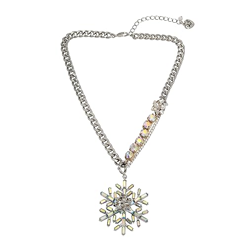 Betsey Johnson Womens Snowflake Convertible Ornament Necklace