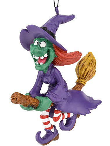 Tree Buddees Spooky Flying Witch on Broomstick Halloween Christmas Ornaments