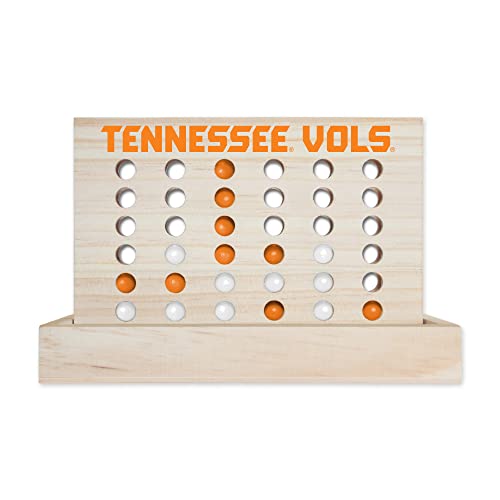 Rico Industries NCAA Tennessee Volunteers Wooden 4 in a Row Board Game Line up 4 Game Travel Board Games for Kids and Adults, 5.6 x 8.1, Tan