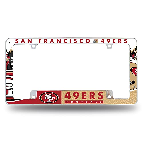 Rico Industries NFL San Francisco 49ers Primary 12' x 6' Chrome All Over Automotive License Plate Frame for Car/Truck/SUV