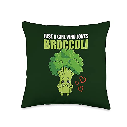 Vegetarian Gifts Funny Vegans Just A Girl Who Loves Broccoli Green Funny Vegetable Veggie Throw Pillow, 16x16, Multicolor