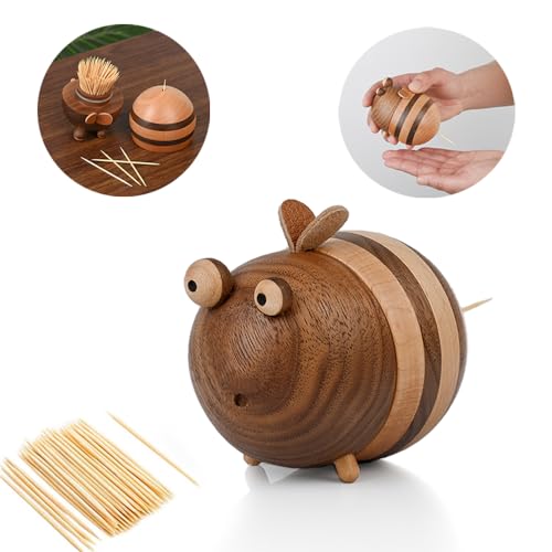 Bee Toothpicks Holder Dispenser Bee Decor Mothers Day Gifts Cute Gifts Funny Gifts Kitchen Table Decor Accessories Gifts for Mom Comes with 150 Pcs toothpicks