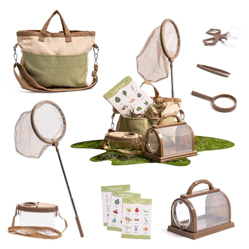 ROBUD Kids Explorer Kit & Bug Catcher Kit, Educational Kids Camping Gear, Outdoor Adventure Set with Butterfly Net and Bugs Book, Outside Toys for Boys Girls 3-12 Years Old