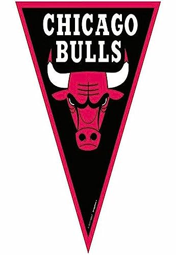 NBA Chicago Bulls Red & Black Plastic Pennant Banner - 12ft (Pack Of 1) - Perfect For Game Day & Sports-Themed Parties