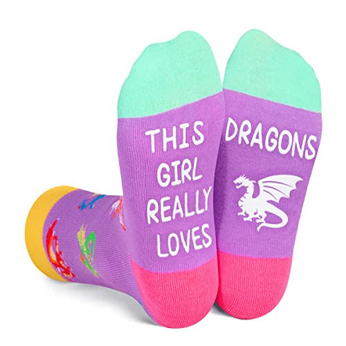 HAPPYPOP Crazy Socks Kids Socks Silly Socks Funny Socks for Kids, Girls Novelty Socks Childrens Socks Dragon Gifts Dragon Socks
