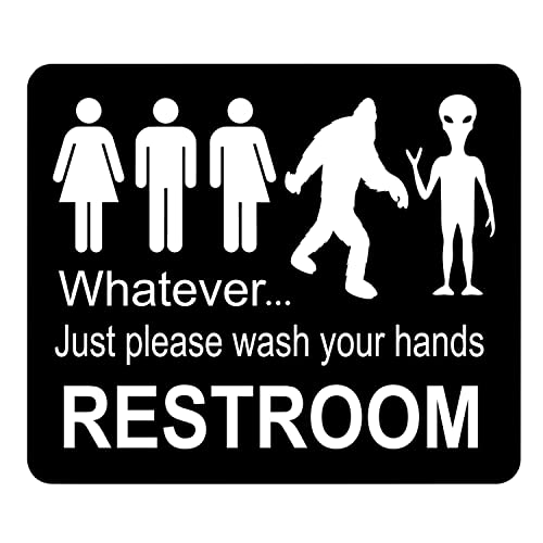 Just Please Wash Your Hands Bigfoot Alien Sign - Inclusive Sign - Bathroom Door - Funny Signs - Bathroom Wall Decor - Kids Toilet - Bathroom Decorations - Restroom Sign - Home Signs - 8.5'X10'