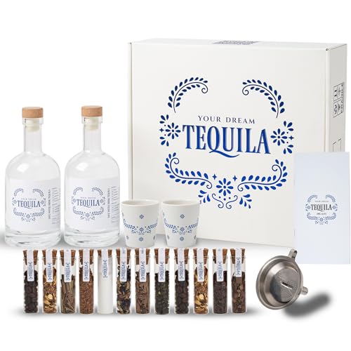 Tequila Gifts for Men - Tequila Making Kit - Tequila Infusion Kit Gift Set with Bottles, Wood Chips, Botanicals,Tequila Set,Tequila Gifts for Women, Bourbon Kit Mens Gift Set (No Alcohol Included)