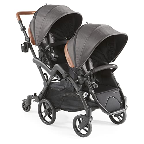 Contours Curve V2 Convertible Tandem Double Baby Stroller & Toddler Stroller - 360 Turns, Easy Handling Over Curbs, Removable and Reversible Seats, Infant Car Seat Compatibility - Black Herringbone