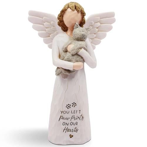 BORLESTA Cat Memorial Gifts for Loss of Cat, Pet Cat Remembrance Gifts, Cat Loss Sympathy Gift, Cat Mom Gifts for Cat Lovers, Cat Statue, Hand-Painted Figurines Angel Cat