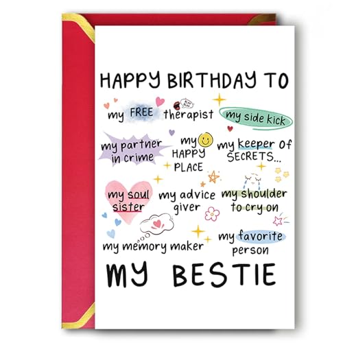 MQMRYeto Funny Birthday Card for Women Sister, Happy Bday Gifts for Bestie, Bestie Birthday Card, Friendship Birthday Card, Best Friend Birthday Card,Happy Greeting Card for Niece