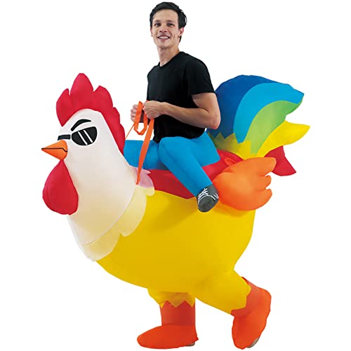 KOOY Inflatable Costume Adult,Halloween Costumes Women Men Rooster Ride On Chicken Costume,Halloween Costumes Blow up Costumes