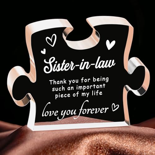 Quaintir Sister in Law Birthday Gifts - 4.9 x 3.7 inch Acrylic Block, Sister in Law Gifts, Unique Mothers Day Wedding for Sister in Law, Best Sister in Law Gifts Ideas