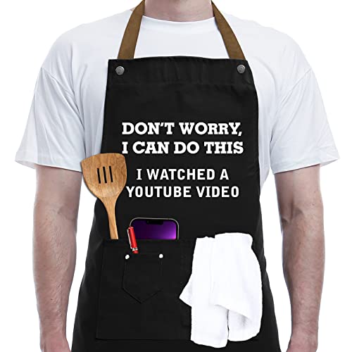 REHAVE Mothers Day Gifts for Husband, Boyfriend, Brother, Men Unique Birthday Gifts, Funny Gifts for Dad, Mom, Father's Day Gifts From Daughter Son – BBQ Cooking Chef Apron 3 Pockets, Kitchen Gifts