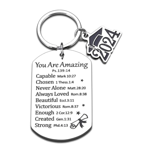 2024 Graduation Gifts for Him Her Class of 2024 Graduation Gifts for Women Men Easter Gifts for Teens Graduation Gifts 2024 High School Boys Girl Senior Religious College Graduation Keychain Christmas