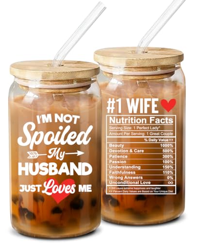 NewEleven Mothers Day Gifts For Wife From Husband - Romantic Anniversary Wedding Gifts For Wife, Her From Husband - Best Presents Idea For Wife, Women - 16 Oz Coffee Glass