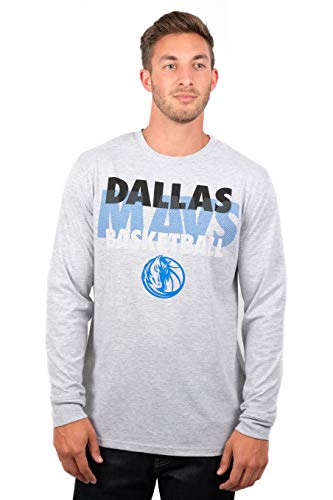 Ultra Game NBA Dallas Mavericks Mens Supreme Long Sleeve Pullover Tee Shirt, Heather Gray, Medium