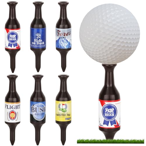 MGVK 6 Pack Golf Tees Beer Bottle Handmade, Durable and Recyclable Plastic Golf Tee Accessories, Funny Golf Gifts for Men, Father, Golfers, 3.54' Tall, Variety