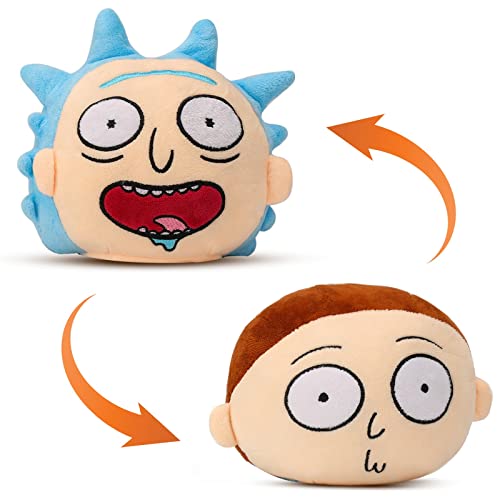 8 Inch Rick & Morty Reversable Plush, Cartoon Character Plush Toy Galactic Reversible Stuffed Plushie Easter Gift for Kids Fans Collect