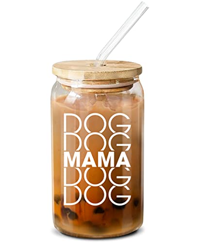 NewEleven Mothers Day Gifts For Dog Lovers, Dog Owners, Dog Mama, Dog Mom, Fur Mama - Dog Mom Gifts For Women - Cute Funny Gifts For Women, Best Friend, Girlfriend - 16 Oz Coffee Glass