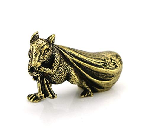 Fengshui Copper Rat Gold Bag Chinese Zodiac Geomantic Ornament Home Furnishing Decoration Statue Figurine Lucky red String Set