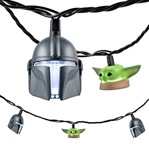 STAR WARS The Mandalorian & Baby Yoda String Light, The Child, Grogu, 5000K Cool White, 10 LED Lights, Indoor/Outdoor, Collector's Edition, Ideal for Kid's Bedroom, Christmas Gift, 10 Feet, 57999