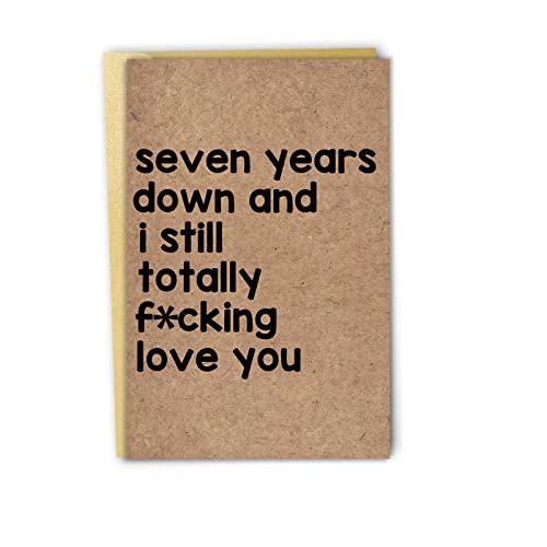 Romantic 7th Anniversary for Him Her, Cute Seven Years Anniversary Card for Husband Wife, Funny 7 Valentines Day Wedding Card, Special 7 Years Anniversary Card Gift for Parents…