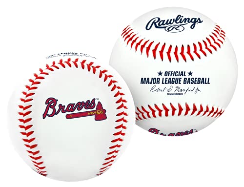 Rawlings MLB Atlanta Braves Team Logo Baseball, Official, White