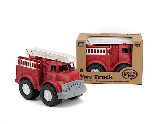 Green Toys Fire Truck - BPA , Phthalates Free Imaginative Play Toy for Improving Fine , Gross Motor Skills. for Kids,Red