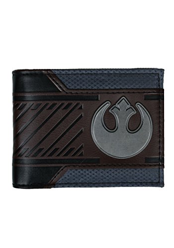 Star Wars Rebel Emblem Logo Mix Material Bi-fold Gift Boxed Wallet (Brown)