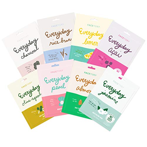 Everyday Hydrating Essence Korean Sheet Masks (8 Pack Bundle) , for All Skin Types, Revitalizing, Purifying, Illuminating, Anti-aging With No Harsh Chemicals and Safe for Sensitive Skin, Set of 8
