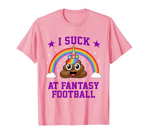 I Suck At Fantasy Football Loser Poop Unicorn Funny Pink T-Shirt
