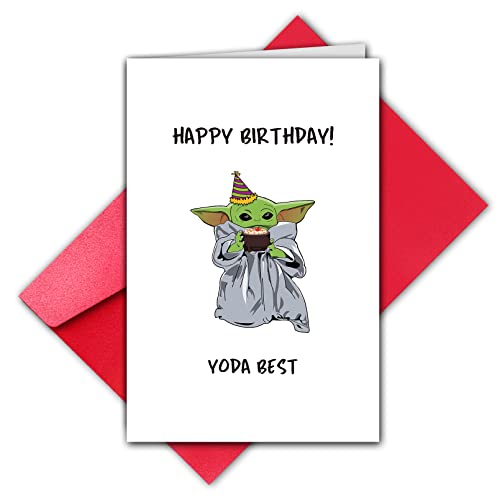 TQDaiker Baby Yoda Birthday Card for Boyfriend Girlfriend, Star Wars Birthday Card
