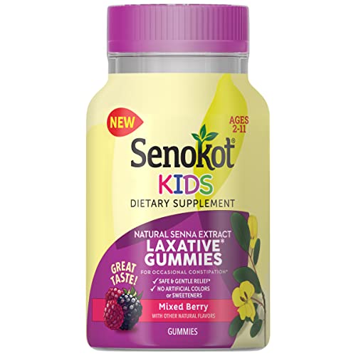 Senokot Kids Mixed Berry Laxative Gummies for Age 2+, Senna Extract for Gentle, Overnight Relief from Occasional Constipation, 40 ct