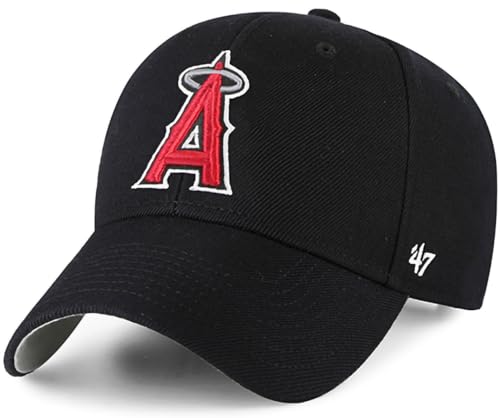 '47 MLB Black Team Color Primary Logo MVP Adjustable Structure Hat, Adult One Size Fits All - Los Angeles Angels - Black