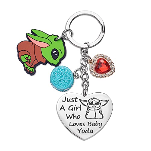 Melix Home Baby Yo-da Gifts Cute Mandalorian Keychain Gift For Daughter Teen Girls Yo-da Stuff Heart Keychains Birthday Present