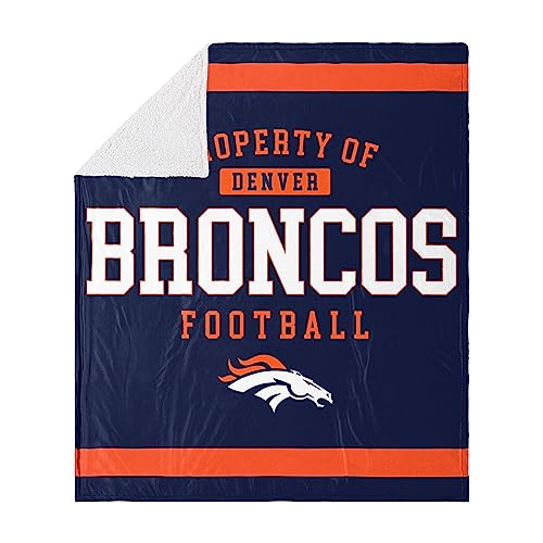 FOCO Denver Broncos NFL Team Property Of Sherpa Fleece Blanket