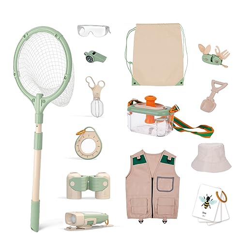 OOOK Kids Explorer kit, Bug catching kit for Kids with Safari Vest and hat, Camping Adventure Set, Explorer kit Gift for Boys and Girls with Bug catching net