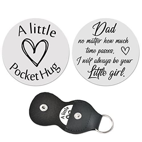 ShiQiao Spl Pocket Hug Token Keychain Gift Dad Fathers Day Birthday gifts from Daughter Dad Daddy Father Christmas Presents for Men with PU Leather Keychains