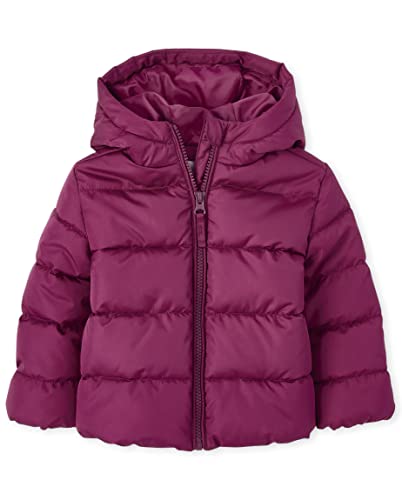 The Children's Place baby girls And Toddler Medium Weight Puffer Jacket, Wind-resistant, Water-resistant Jacket, Purple Rose, 4T US