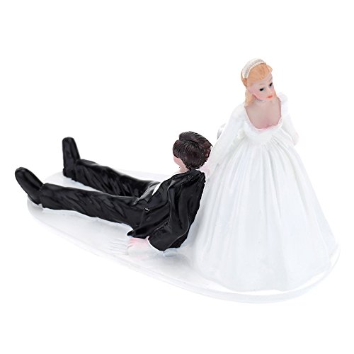 Ailgely Bride Dragging Groom Cake Topper,Funny Wedding Cake Toppers Bride and Groom,Figurine Wedding Cake Topper Romantic Wedding Party Decoration Adorable Gift