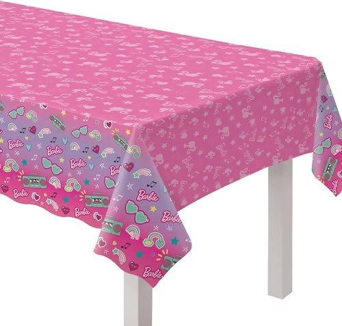 Amscan Barbie Dream Together Vibrant Plastic Table Cover - 54' x 96' (1 Piece) - Versatile, Easy-to-Clean, Perfect for Parties & Themed Occasions