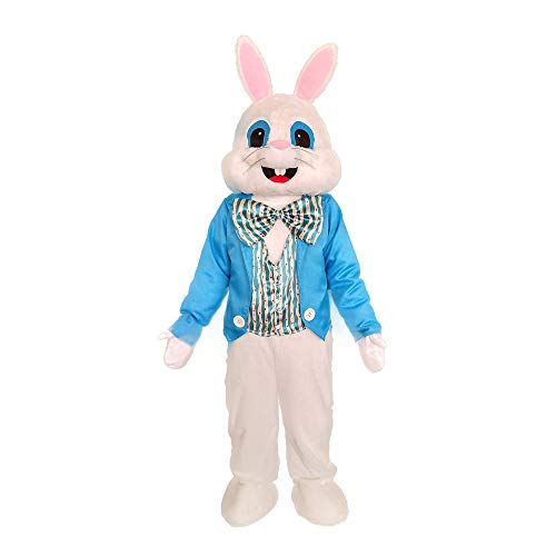 MatGui Easter Party Blue Suit Rabbit Costume Bunny Costuem Mascot Costume Adult Size Fancy Dress Blue Suit