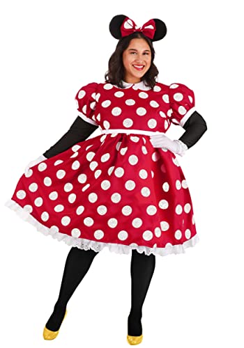 Fun Costumes Disneys Adult Minnie Mouse Costume for Women, Polka Dotted Halloween Dress, Minnie Mouse Ears for Dressup 2X