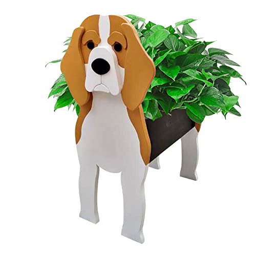 Toyswill Dog Planter Plant Pot for Outdoor Plants-Garden Dog Shaped Planter Plant Pot-Animal Storage Container Planter for Outdoor Plants Home Decor Gift (Beagle)