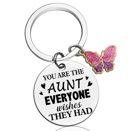AOBIURV Aunt Gifts Cute Keychain Gift For Aunt Best Auntie Ever Gifts Aunt Presents From Niece Nephew Christmas Birthday GIft For Aunt Best Aunt GIfts Keyring Jewelry
