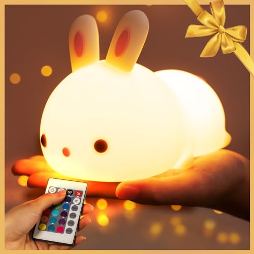 One Fire Cute Bunny Night Light for Kids, Remote+16 Colors Teen Girl Gifts For Girls,Cute Stuff for Teen Girls Anime Stuff,TAP FOR FUN Gifts for Teen Girls Gifts,Cute Things for Teen Girls Anime Gifts